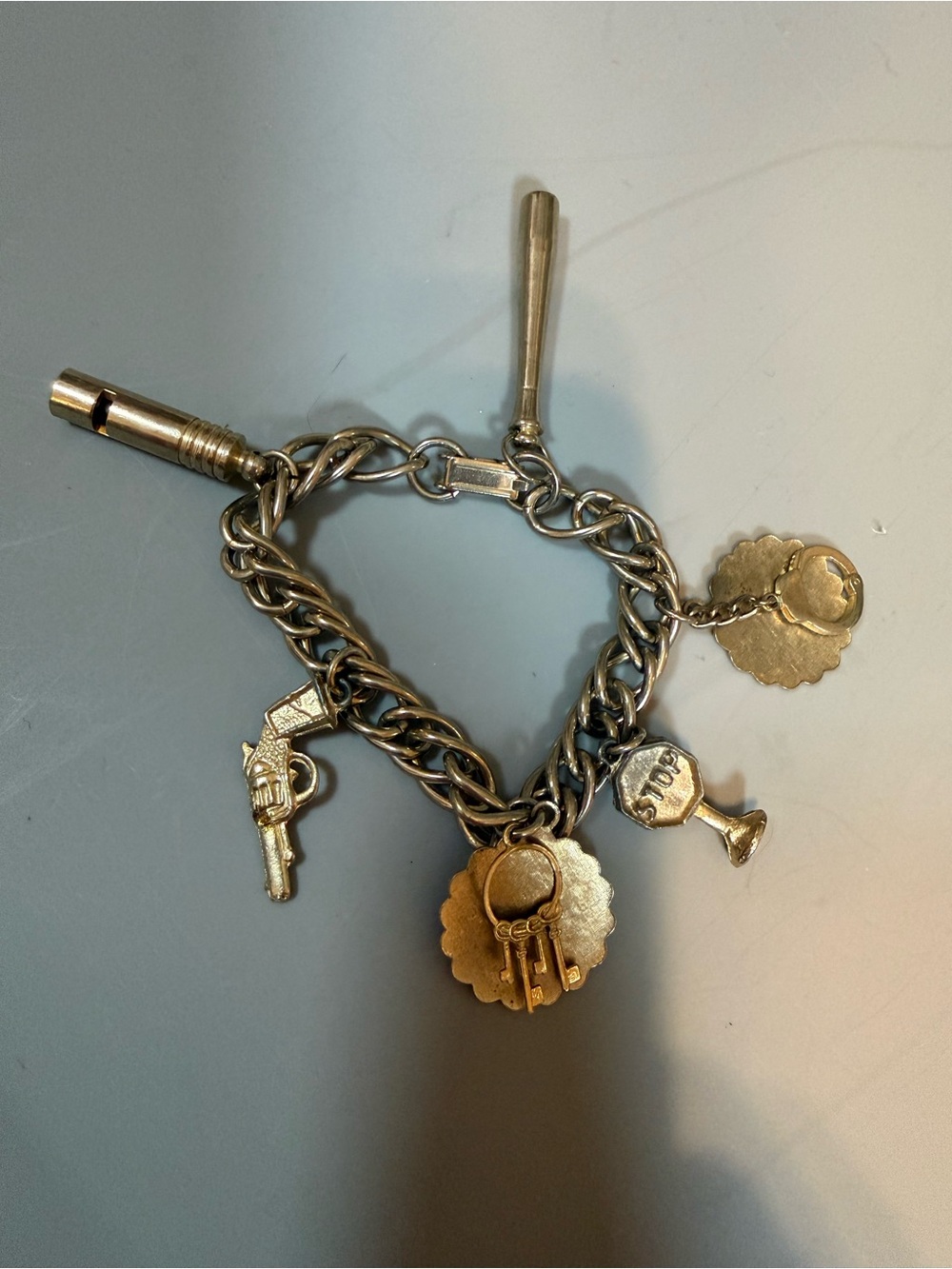 Vintage charm bracelet Police Cop LEO
